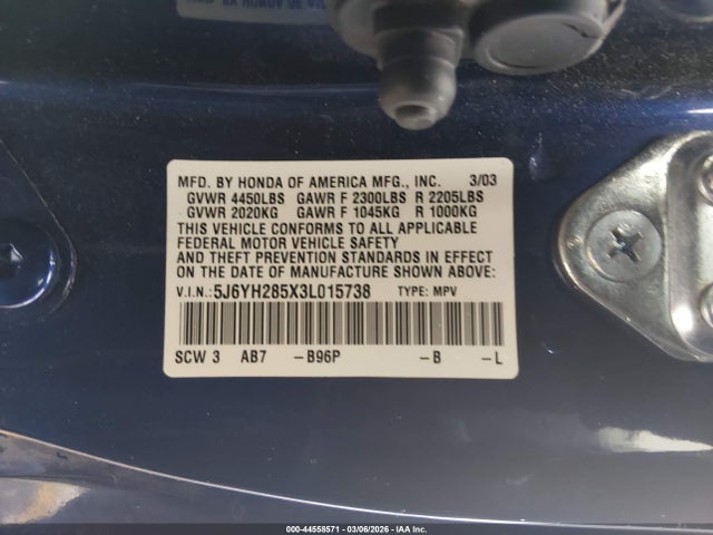 2003 HONDA ELEMENT 5J6YH285X3L015738 Photo 8