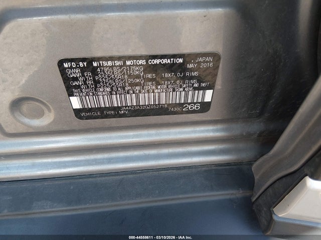 Продаж на аукціоні авто 2016 Mitsubishi Outlander Es, vin: JA4AZ3A32GZ052718, номер лоту: 44558611