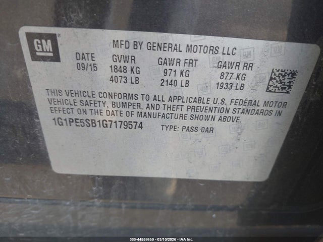 1G1PE5SB1G7179574 Chevrolet Cruze Limited 1lt Auto