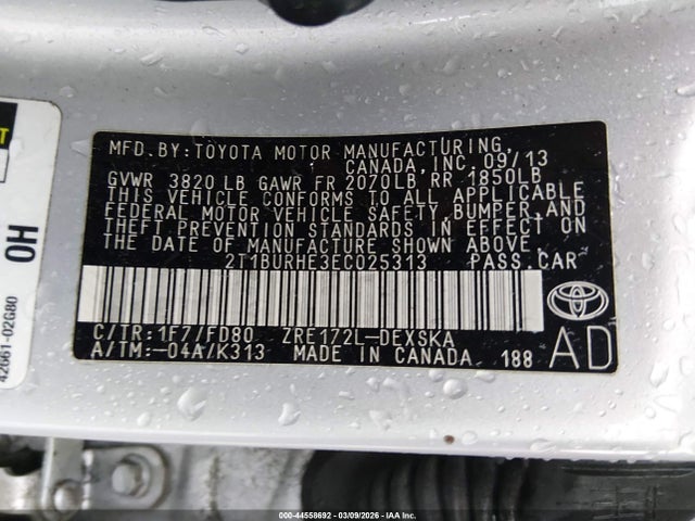 Toyota Corolla S Plus 2014 2T1BURHE3EC025313 Image 9