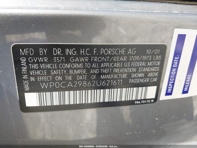 2002 PORSCHE BOXSTER WP0CA29862U621611 Photo 8