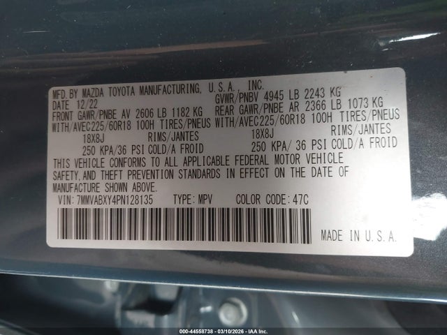 Aukcja sprzedaży 2023 Mazda Cx-50 2.5 Turbo Meridian Edition, vin: 7MMVABXY4PN128135, numer aukcji: 44558738
