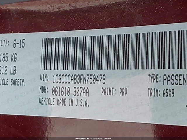 Aukcja sprzedaży 2015 Chrysler 200 Limited, vin: 1C3CCCAB3FN750479, numer aukcji: 44558755