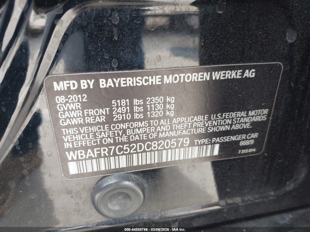 Продаж на аукціоні авто 2013 Bmw 535i, vin: WBAFR7C52DC820579, номер лоту: 44558766