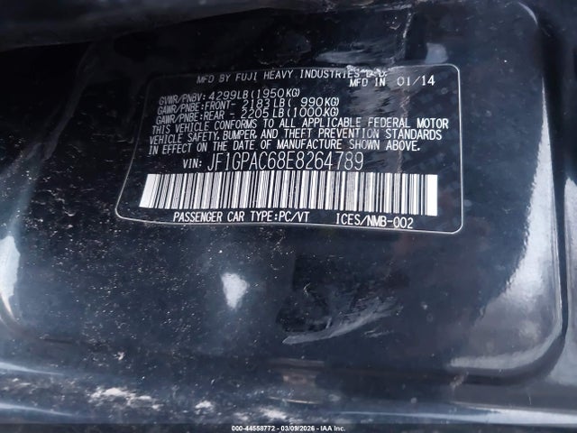Aukcja sprzedaży 2014 Subaru Impreza 2.0i Premium, vin: JF1GPAC68E8264789, numer aukcji: 44558772