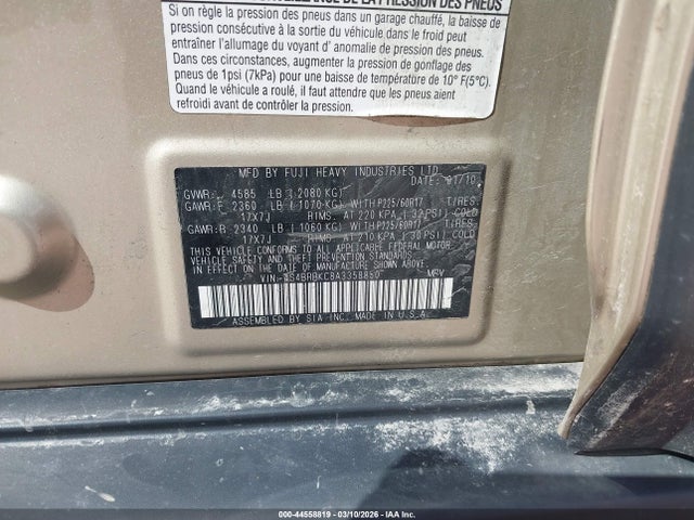 Продажа на аукционе авто 2010 Subaru Outback 2.5i Limited, vin: 4S4BRBKC8A3358850, номер лота: 44558819
