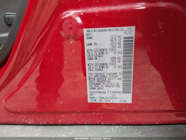 2017 NISSAN ROGUE 5N1AT2MV2HC779890 Photo 8