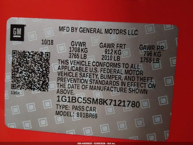 Chevrolet CRUZE LS 2019 1G1BC5SM8K7121780 Image 9