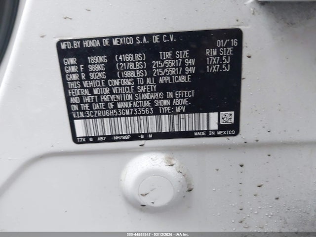3CZRU6H53GM733563 Honda HR-V EX