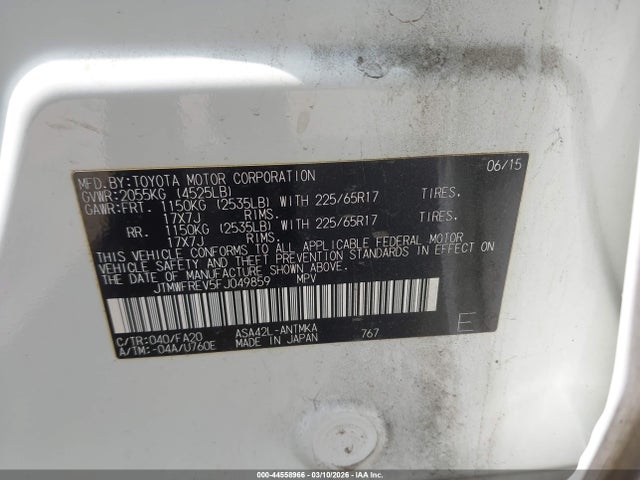 Toyota Rav4 Xle 2015 JTMWFREV5FJ049859 Image 9