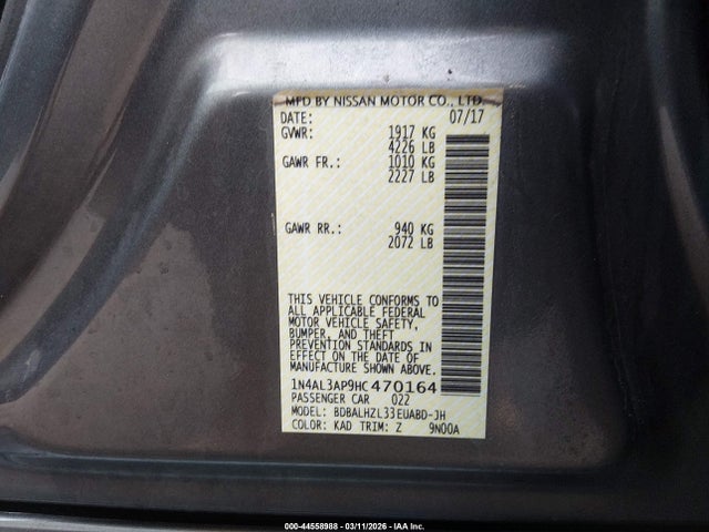1N4AL3AP9HC470164 Nissan Altima 2.5 Sr