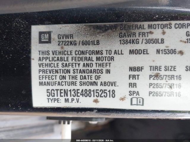 2008 HUMMER H3 SUV 5GTEN13E488152518 Photo 8