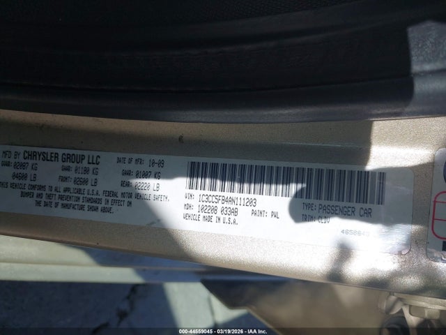 Aukcja sprzedaży 2010 Chrysler Sebring Limited, vin: 1C3CC5FB4AN111203, numer aukcji: 44559045