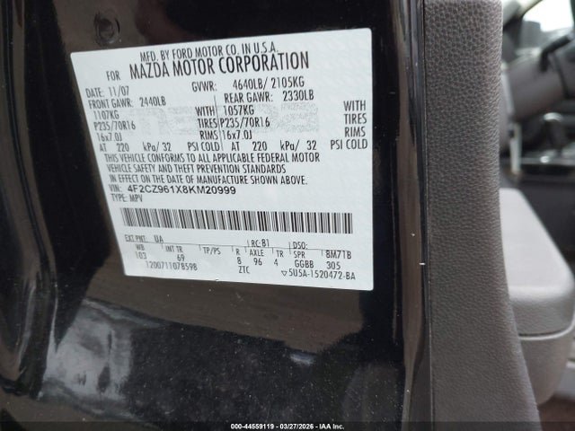 44559119 :رقم المزاد ، 4F2CZ961X8KM20999 vin ، 2008 Mazda Tribute S Grand Touring مزاد بيع