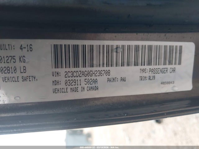 2016 Dodge Challenger Sxt Plus მანქანა იყიდება აუქციონზე, vin: 2C3CDZAG0GH236708, აუქციონის ნომერი: 44559132