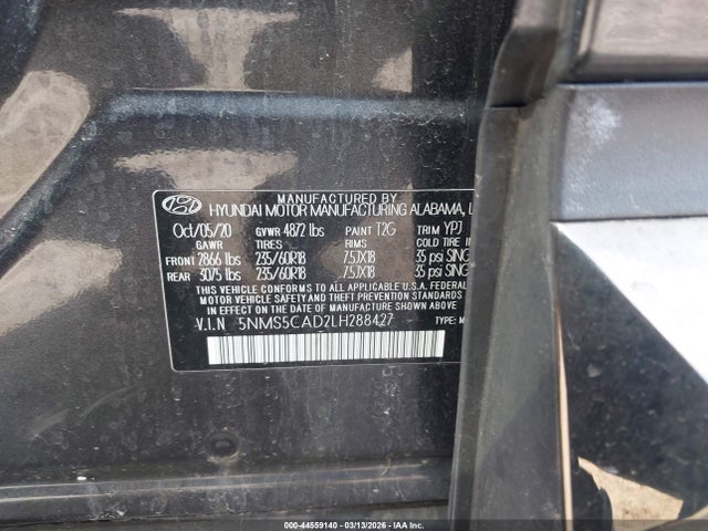 2020 HYUNDAI SANTA FE 5NMS5CAD2LH288427 Photo 8