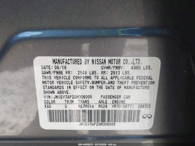 Продажа на аукционе авто 2016 Infiniti Q50 3.0t Premium/3.0t Sport, vin: JN1EV7AP2GM306005, номер лота: 44559222