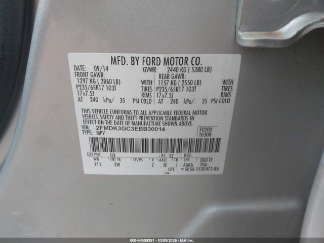 2FMDK3GC3EBB30014 Ford EDGE SE