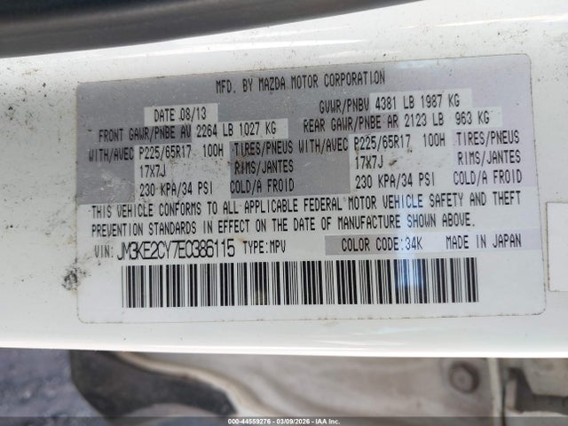 Продаж на аукціоні авто 2014 Mazda Cx-5 Touring, vin: JM3KE2CY7E0386115, номер лоту: 44559276