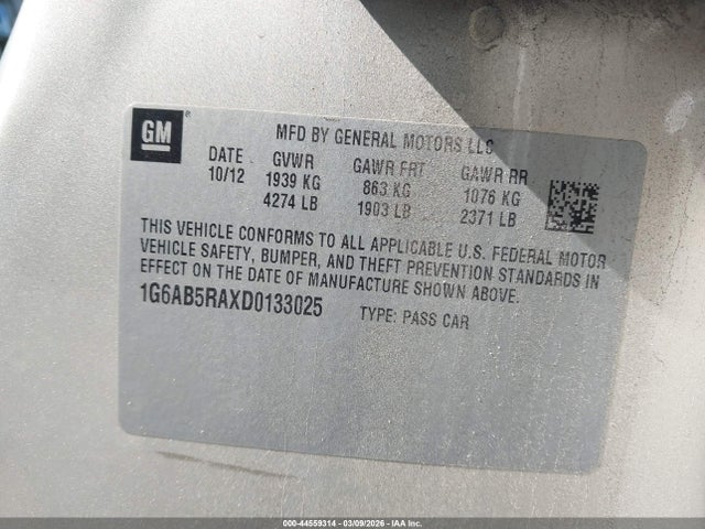 Продажа на аукционе авто 2013 Cadillac Ats Luxury, vin: 1G6AB5RAXD0133025, номер лота: 44559314