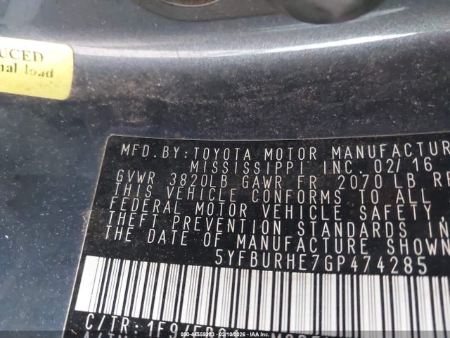 Toyota COROLLA LE 2016 5YFBURHE7GP474285 Image 9
