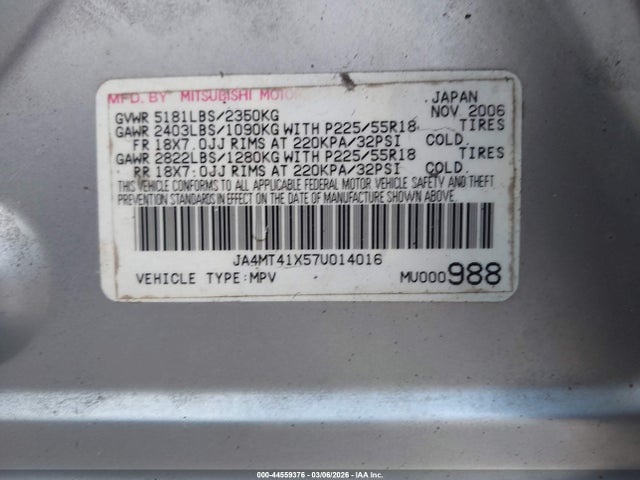 Aukcja sprzedaży 2007 Mitsubishi Outlander Xls, vin: JA4MT41X57U014016, numer aukcji: 44559376