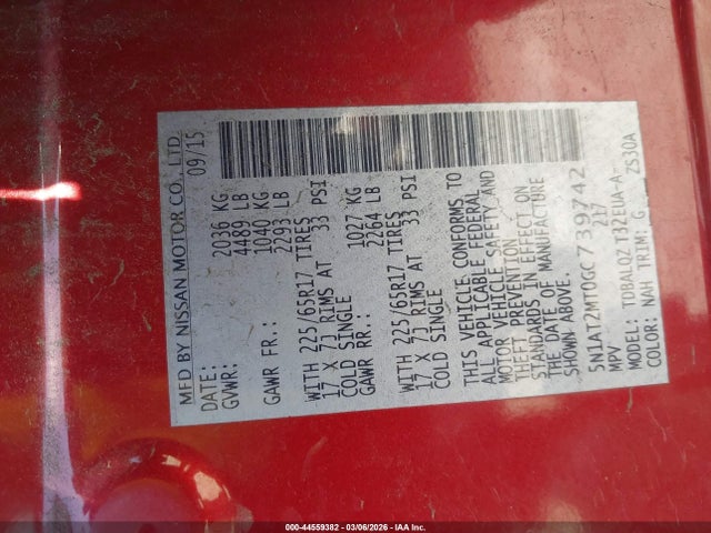 Nissan ROGUE SV 2016 5N1AT2MT0GC739742 Image 9