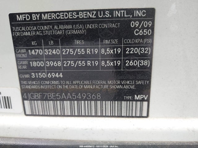 2010 MERCEDES-BENZ GL 450 4JGBF7BE5AA549368 Photo 8