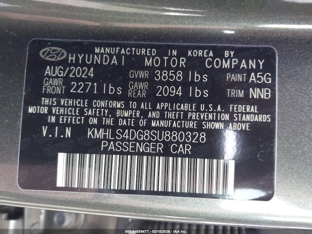 2025 Hyundai Elantra Sel Convenience მანქანა იყიდება აუქციონზე, vin: KMHLS4DG8SU880328, აუქციონის ნომერი: 44559477