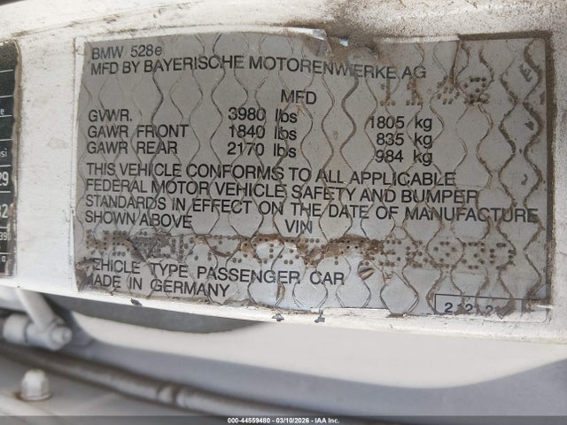 Продаж на аукціоні авто 1983 Bmw 528 E, vin: WBADK7303D7956230, номер лоту: 44559480