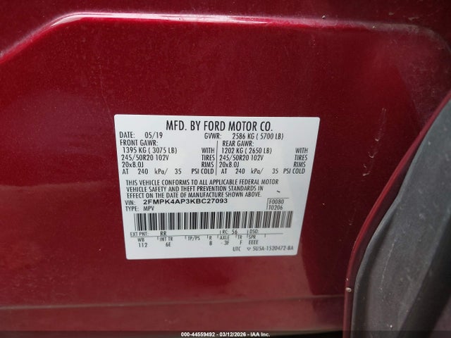 2019 FORD EDGE 2FMPK4AP3KBC27093 Photo 8