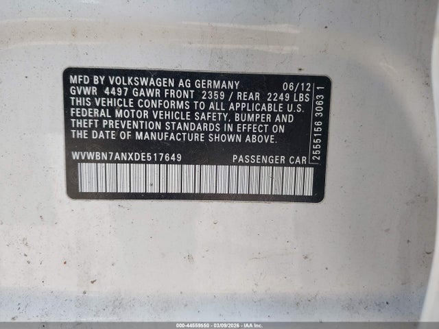 2013 VOLKSWAGEN CC WVWBN7ANXDE517649 Photo 8