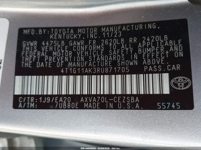 Toyota CAMRY SE 2024 4T1G11AK3RU871705 Image 9
