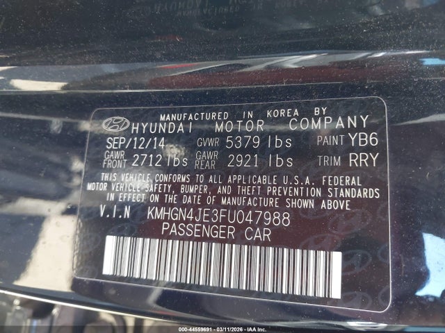 2015 HYUNDAI GENESIS KMHGN4JE3FU047988 Photo 8