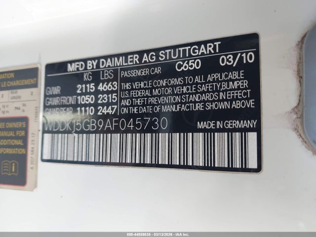 Aukcja sprzedaży 2010 Mercedes-benz E 350, vin: WDDKJ5GB9AF045730, numer aukcji: 44559838