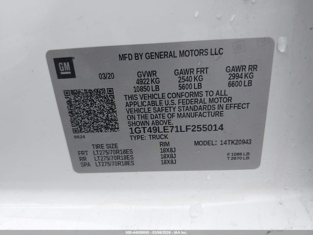 1GT49LE71LF255014 GMC Sierra 2500hd 4wd Long Bed