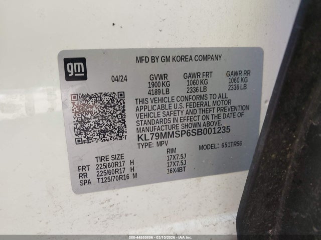44559896 :رقم المزاد ، KL79MMSP6SB001235 vin ، 2025 Chevrolet Trailblazer Fwd Ls مزاد بيع