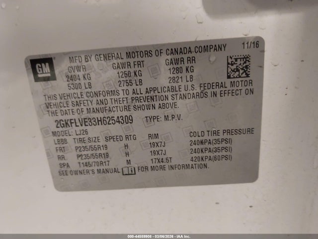 Продаж на аукціоні авто 2017 Gmc Terrain Denali, vin: 2GKFLVE33H6254309, номер лоту: 44559908