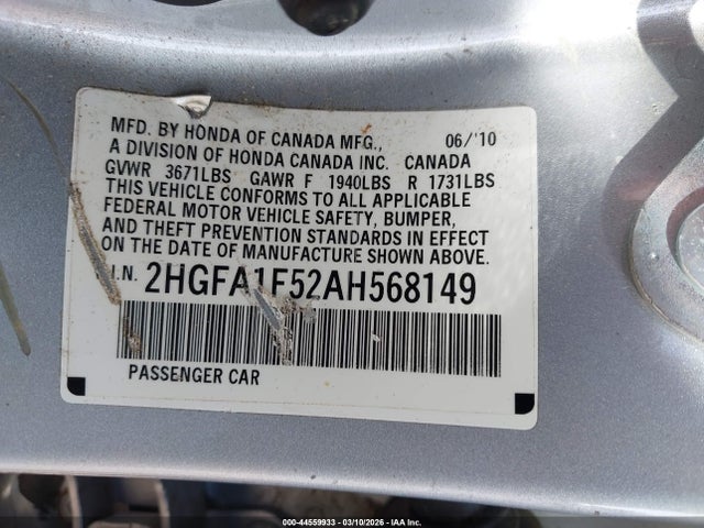 2010 HONDA CIVIC 2HGFA1F52AH568149 Photo 8