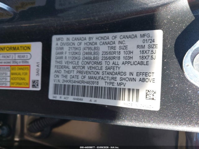 Honda Cr-v Ex Awd 2024 2HKRS4H40RH463918 Image 9