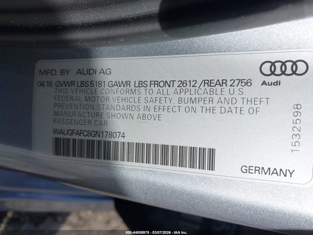 2016 AUDI A6 WAUGFAFC8GN178074 Photo 8