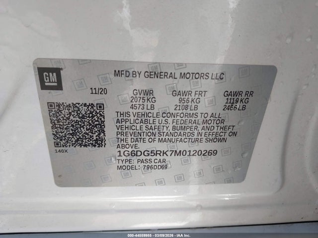 44559985 :رقم المزاد ، 1G6DG5RK7M0120269 vin ، 2021 Cadillac Ct4 Sport مزاد بيع