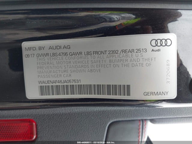 Aukcja sprzedaży 2018 Audi A4 2.0t Premium/2.0t Tech Premium, vin: WAUENAF46JA057531, numer aukcji: 44560011