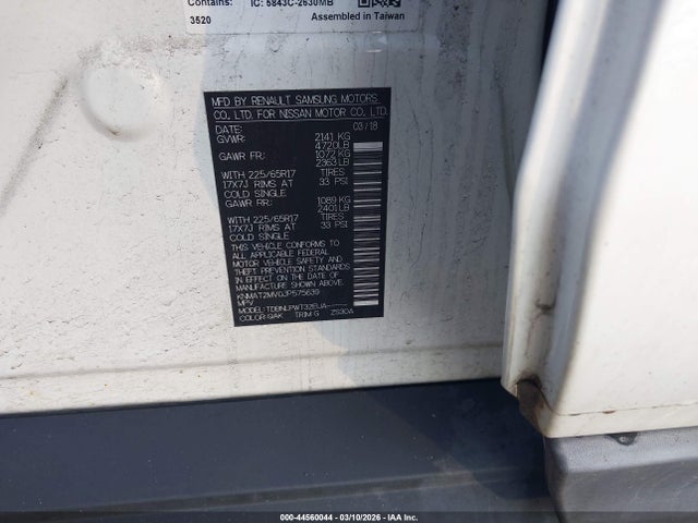 Aukcja sprzedaży 2018 Nissan Rogue S, vin: KNMAT2MV0JP575639, numer aukcji: 44560044