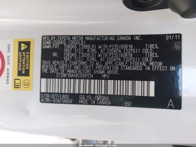 Продажа на аукционе авто 2011 Lexus Rx 350, vin: 2T2BK1BA4BC099134, номер лота: 44560085