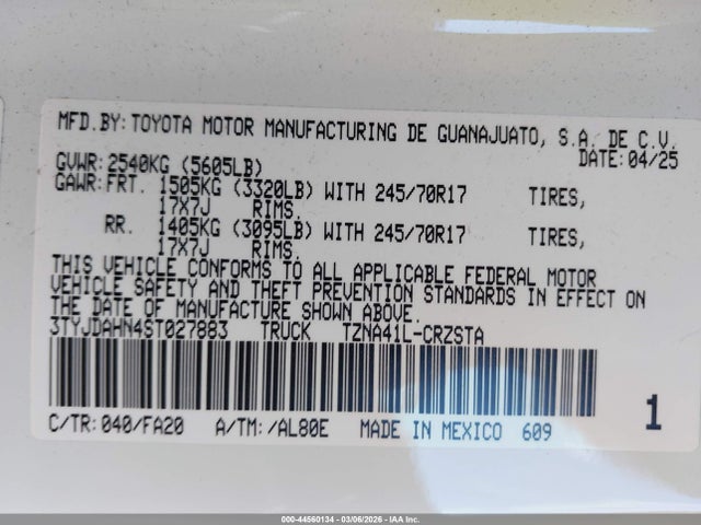 Toyota Tacoma Sr 2025 3TYJDAHN4ST027883 Image 9
