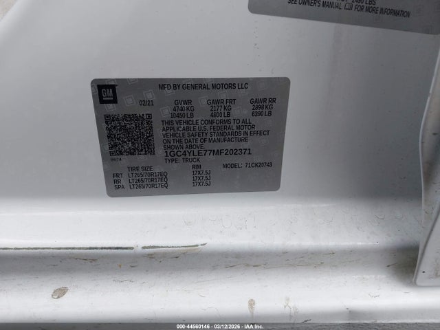1GC4YLE77MF202371 Chevrolet Silverado 2500hd 4wd Standard Bed Wt
