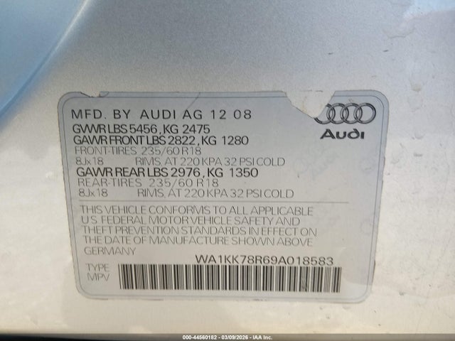 2009 AUDI Q5 WA1KK78R69A018583 Photo 8