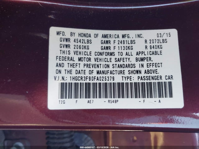 Honda Accord Touring 2015 1HGCR3F90FA025379 Image 9