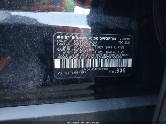 Продаж на аукціоні авто 2023 Mitsubishi Outlander Ralliart S-awc/se 2.5 S-awc/se Black Edition S-awc/se Special Editiont S-awc, vin: JA4J4UA84PZ032101, номер лоту: 44560205